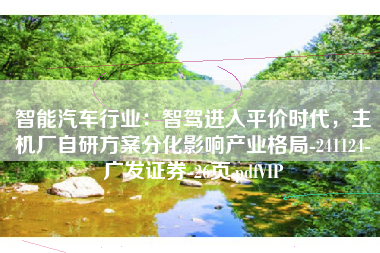 智能汽车行业：智驾进入平价时代，主机厂自研方案分化影响产业格局-241124-广发证券-26页.pdfVIP