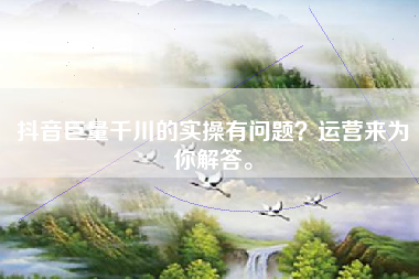 抖音巨量千川的实操有问题？运营来为你解答。