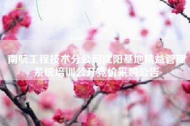 南航工程技术分公司沈阳基地精益管理系统培训公开竞价采购公告
