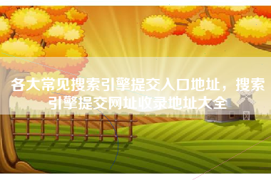 各大常见搜索引擎提交入口地址，搜索引擎提交网址收录地址大全