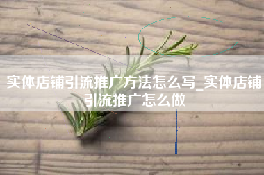 实体店铺引流推广方法怎么写_实体店铺引流推广怎么做