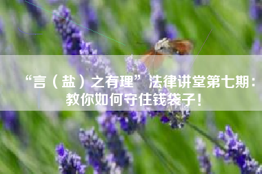 “言（盐）之有理”法律讲堂第七期：教你如何守住钱袋子！
