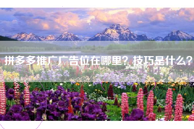 拼多多推广广告位在哪里？技巧是什么？