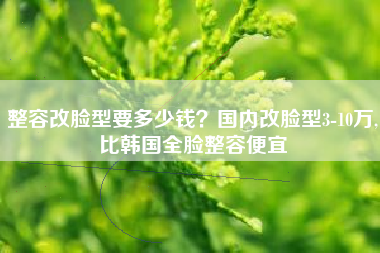 整容改脸型要多少钱？国内改脸型3-10万,比韩国全脸整容便宜