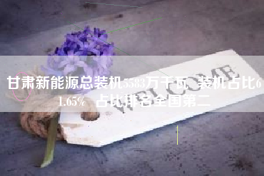甘肃新能源总装机5583万千瓦  装机占比61.65%  占比排名全国第二