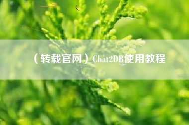 (转载官网)Chat2DB使用教程 (转载官网)Chat2DB使用教程