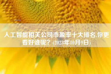 人工智能相关公司市盈率十大排名,你更看好谁呢？(2023年10月9日)
