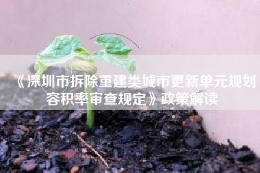 《深圳市拆除重建类城市更新单元规划容积率审查规定》政策解读