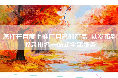 怎样在百度上推广自己的产品_从发布到收录排名一站式全部服务
