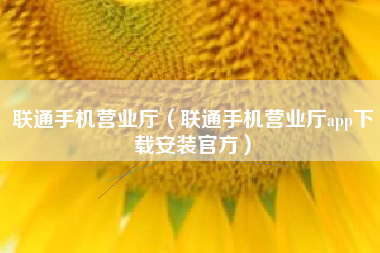 联通手机营业厅（联通手机营业厅app下载安装官方）