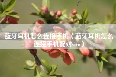 蓝牙耳机怎么连接手机（蓝牙耳机怎么连接手机配对vivo）