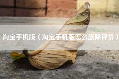 淘宝手机版（淘宝手机版怎么删除评价）