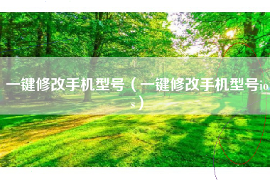 一键修改手机型号（一键修改手机型号ios）