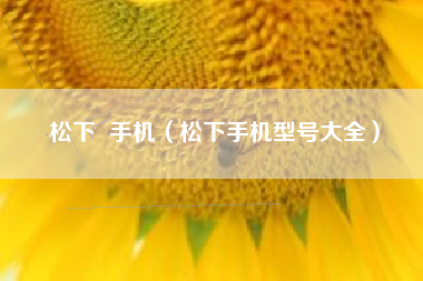 松下  手机（松下手机型号大全）
