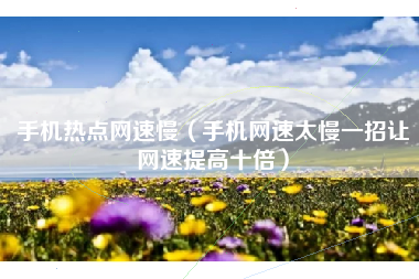 手机热点网速慢（手机网速太慢一招让网速提高十倍）