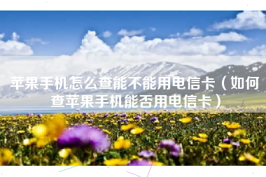 苹果手机怎么查能不能用电信卡（如何查苹果手机能否用电信卡）