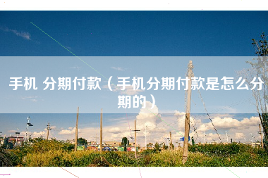 手机 分期付款（手机分期付款是怎么分期的）