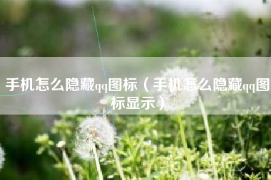 手机怎么隐藏qq图标（手机怎么隐藏qq图标显示）
