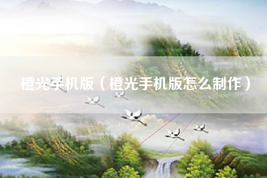 橙光手机版（橙光手机版怎么制作）