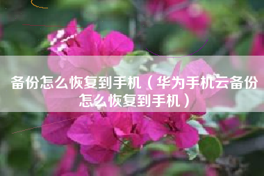 备份怎么恢复到手机（华为手机云备份怎么恢复到手机）