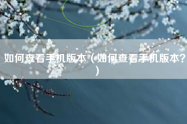 如何查看手机版本（如何查看手机版本？）