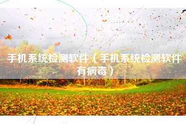 手机系统检测软件（手机系统检测软件有病毒）