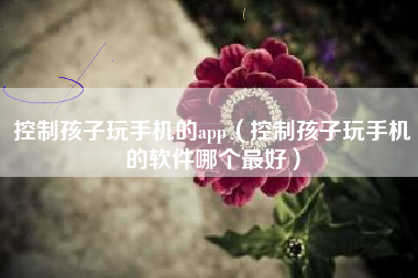 控制孩子玩手机的app（控制孩子玩手机的软件哪个最好）