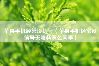 苹果手机经常没信号（苹果手机经常没信号无服务怎么回事）