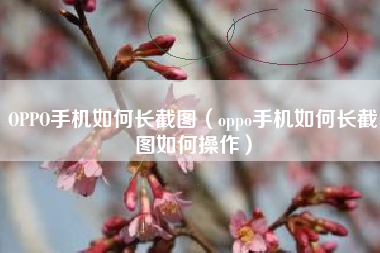 OPPO手机如何长截图（oppo手机如何长截图如何操作）