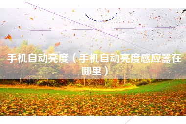 手机自动亮度（手机自动亮度感应器在哪里）