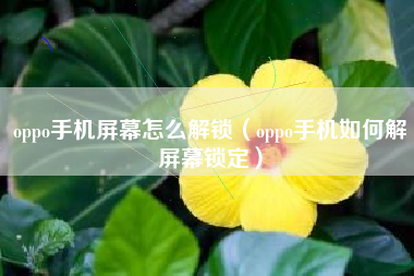 oppo手机屏幕怎么解锁（oppo手机如何解屏幕锁定）