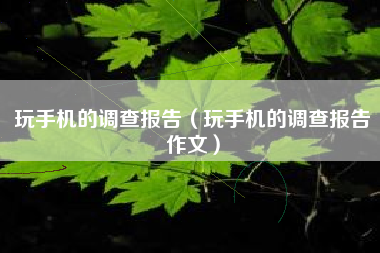 玩手机的调查报告（玩手机的调查报告作文）