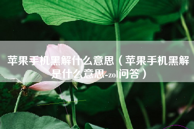 苹果手机黑解什么意思（苹果手机黑解是什么意思-zol问答）