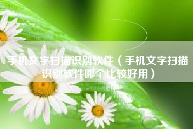 手机文字扫描识别软件（手机文字扫描识别软件哪个比较好用）