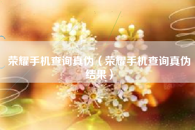 荣耀手机查询真伪（荣耀手机查询真伪结果）