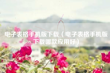 电子表格手机版下载（电子表格手机版下载哪款应用好）