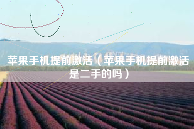 苹果手机提前激活（苹果手机提前激活是二手的吗）