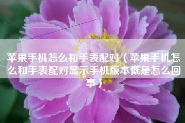 苹果手机怎么和手表配对（苹果手机怎么和手表配对显示手机版本低是怎么回事）