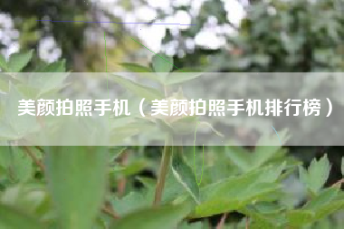 美颜拍照手机（美颜拍照手机排行榜）