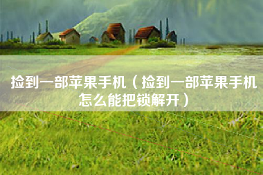 捡到一部苹果手机（捡到一部苹果手机怎么能把锁解开）