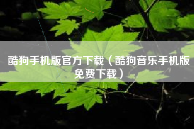 酷狗手机版官方下载（酷狗音乐手机版免费下载）