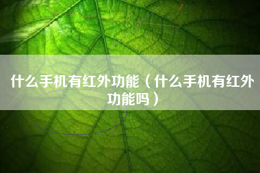 什么手机有红外功能（什么手机有红外功能吗）