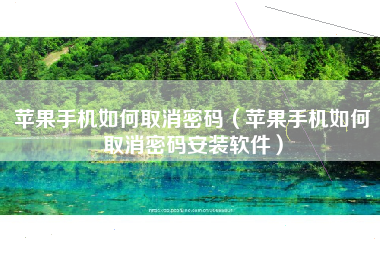 苹果手机如何取消密码（苹果手机如何取消密码安装软件）