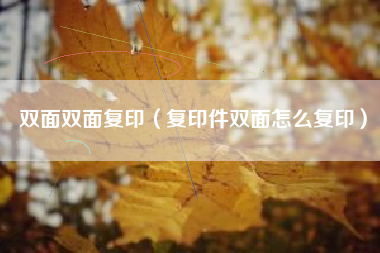 双面双面复印（复印件双面怎么复印）