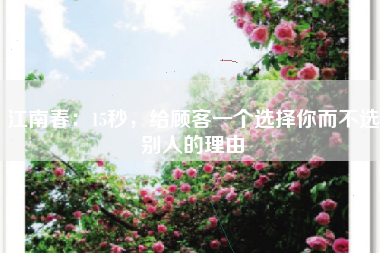 江南春：15秒，给顾客一个选择你而不选别人的理由