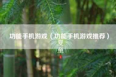 功能手机游戏（功能手机游戏推荐）