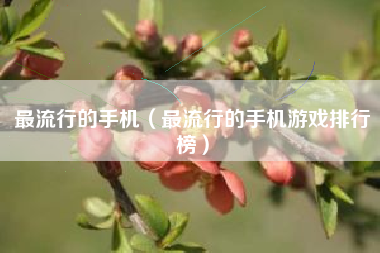最流行的手机（最流行的手机游戏排行榜）