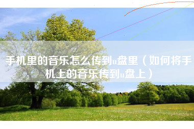 手机里的音乐怎么传到u盘里（如何将手机上的音乐传到u盘上）
