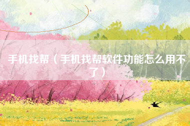 手机找帮（手机找帮软件功能怎么用不了）