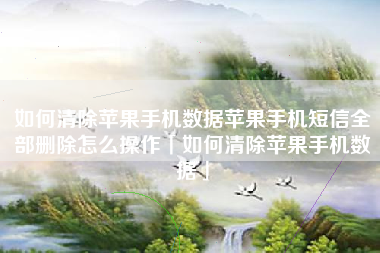 如何清除苹果手机数据苹果手机短信全部删除怎么操作「如何清除苹果手机数据」